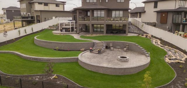 Martensville landscaped backyard